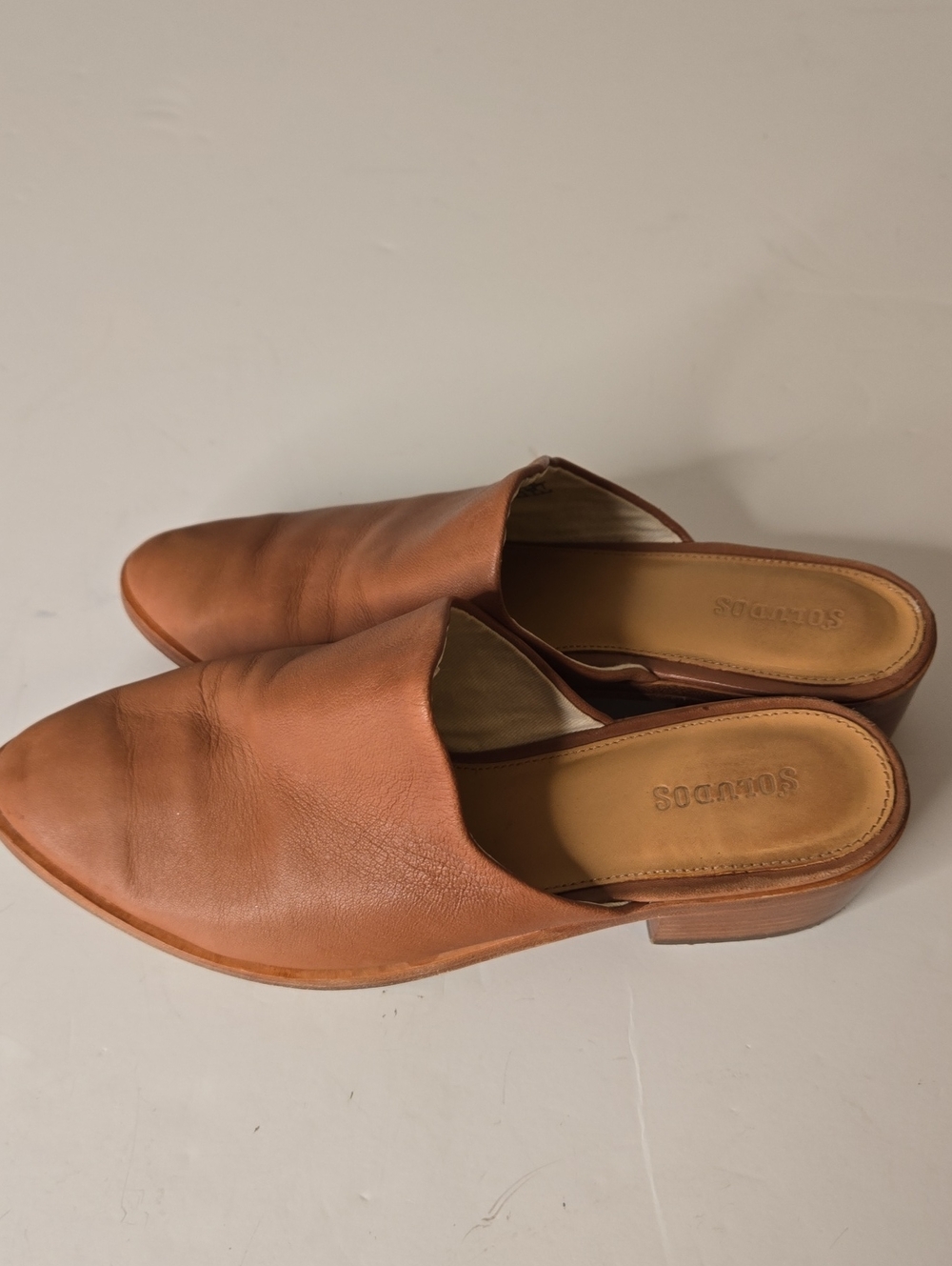Soludos Brown Leather Mule Shoes Size 9 - Picture 2 of 12